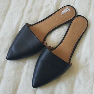 J CREW Black Leather Mules Sz 8